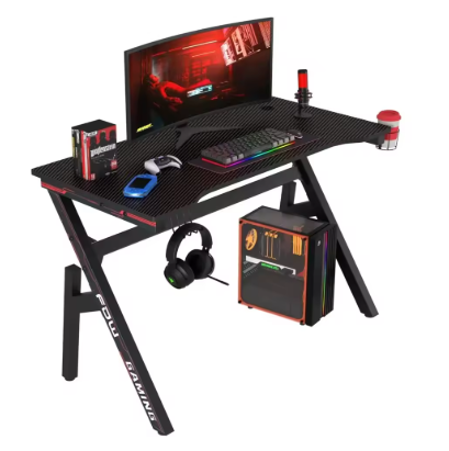 Computer Desk 47 Inch Home Office Desk Extra Large Modern Ergonomic Black PC Carbon Fiber Table Gamer Workstation