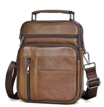 Small Men Genuine Leather Handbag Male Fashion Shoulder Bag High Quality Cowhide Leather Crossbody Bag Men's Briefcase Tote