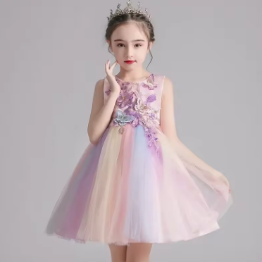Children's performance attire, host's dress, girl's dress, Korean version, 2021 Chinese children's dress