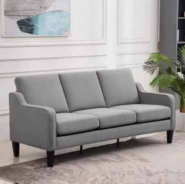 71" Sofa Couch for Living Room Light Grey 3 Seat Sofas Mid Century Modern Sofa Furniture Couches with Scooped Arms