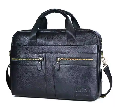 Men Genuine Leather Handbag Fashion Office 14 inch Laptop Briefcase Bag Male Computer Shoulder Bags Men's Business Document Bag