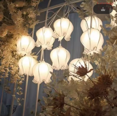 New Wedding Lights 10 LED Lights Fabric Lily Flower Lamp Decorative chandelier for Hotel Wedding Stage Decoration Props