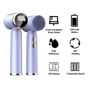 Silicone Facial Cleansing Brush Waterproof Face Cleaner Blackhead Removal Acne Pore Clean Skin Rejuvenation Beauty Care Machine