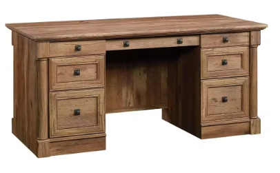 Palladia Executive Desk, Engineered Wood, 29.5"D x 65.1"W x 29.61"H, Vintage Oak finish