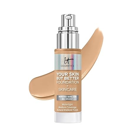 IT Cosmetics Your Skin But Better Foundation + Skincare - Hydrating Medium Buildable Coverage - Minimizes Pores & Imperfections - Natural Radiant Finish - With Hyaluronic Acid - 1.0 fl oz